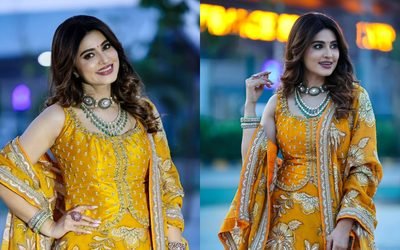 Actress Sneha yellow saree photoshoot