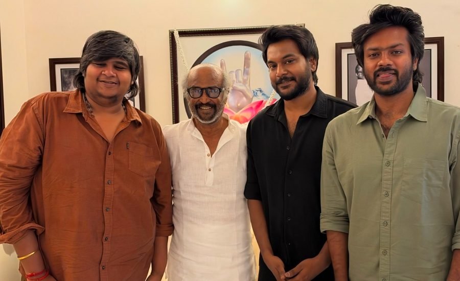 Rajinikanth meets Karthik Subbaraj Sananth and Rishikanth after Dorothy